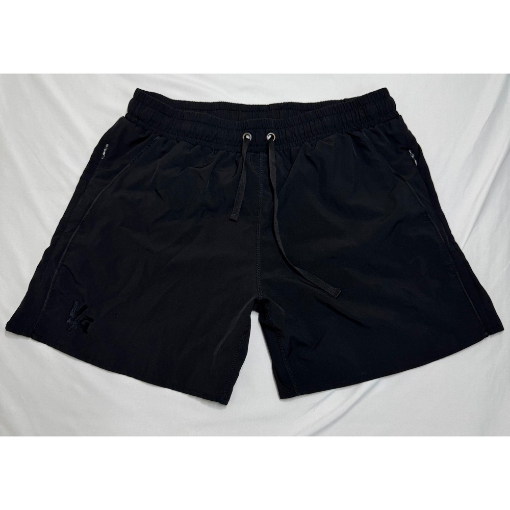 YoungLA Mens Black Athletic Gym Training Shorts XXL Zipper Pockets Drawstring